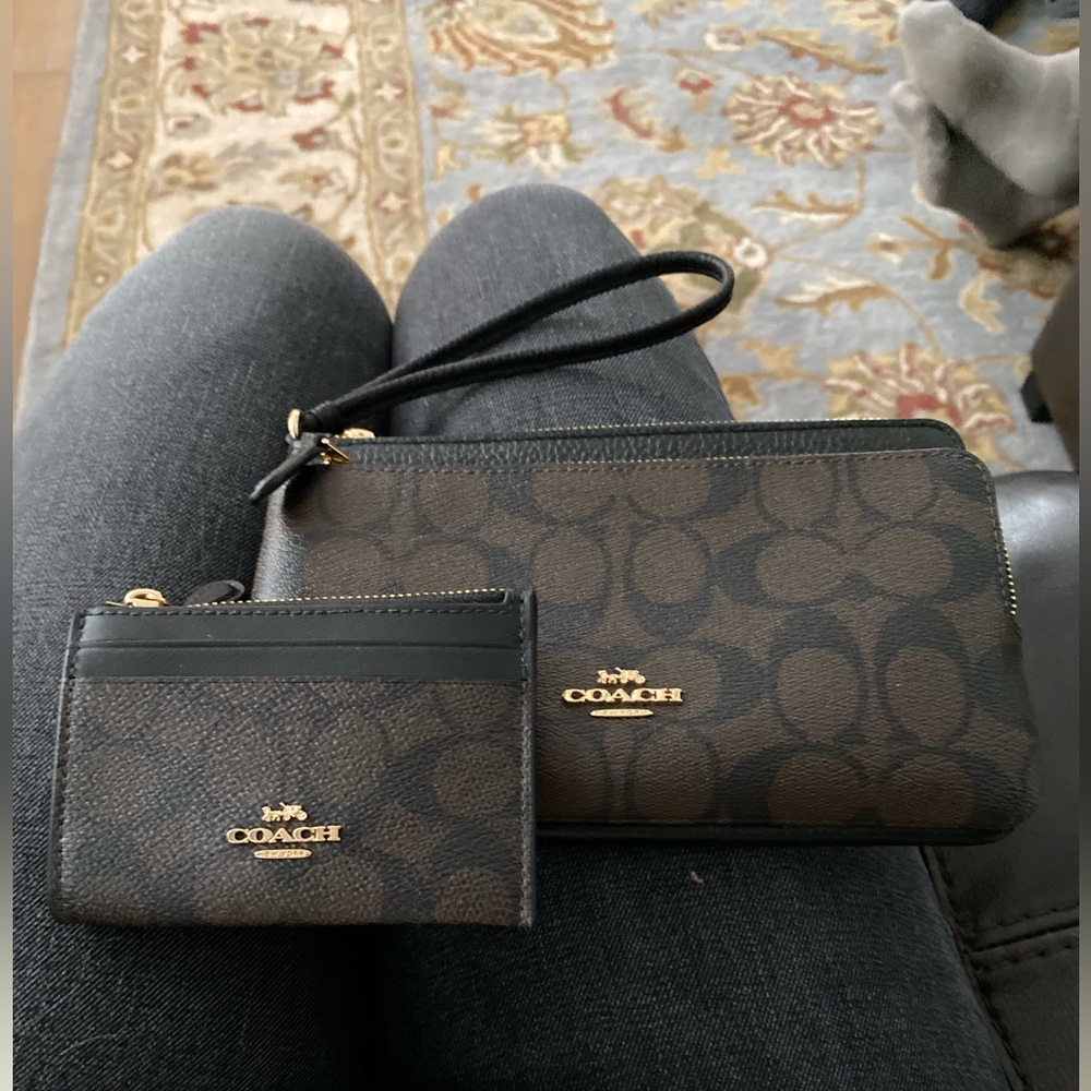 NWT Coach Double Zip Wallet and Card Case